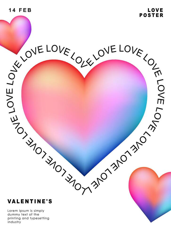 modern Design Vorlagen zum Valentinsgrüße Tag, Liebe Karte, Banner, Poster, Abdeckung, Einladung. modisch minimalistisch ästhetisch mit Farbverläufe und Typografie, y2k Hintergründe. Vektor Illustration.