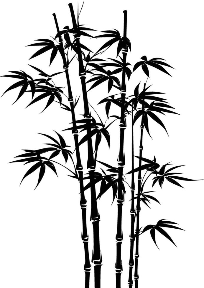 ai genererad silhuett bambu full kropp svart Färg endast vektor