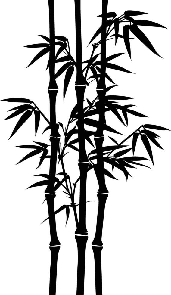 ai genererad silhuett bambu full kropp svart Färg endast vektor