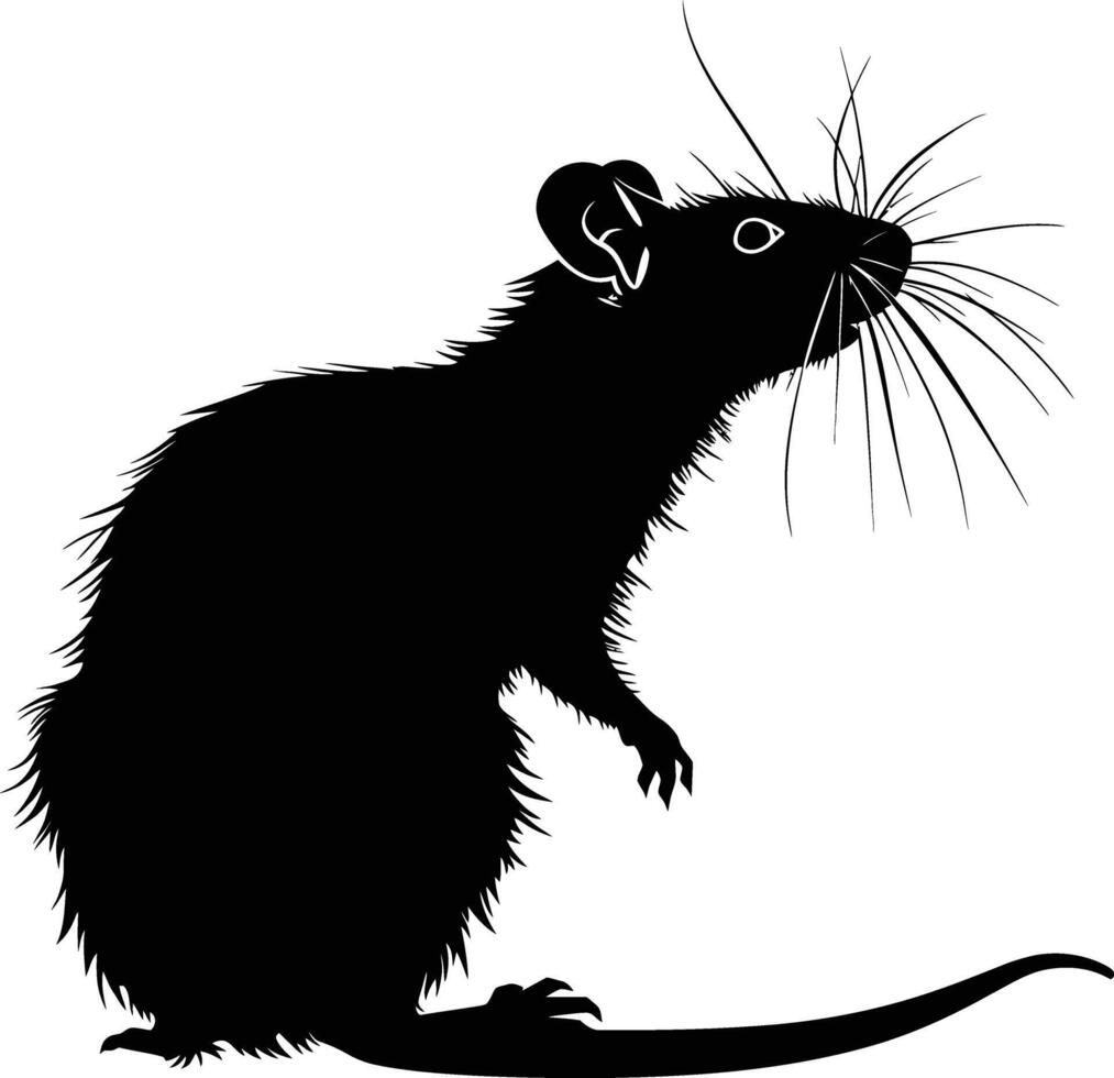 ai generiert Silhouette Ratte schwarz Farbe nur voll Körper vektor