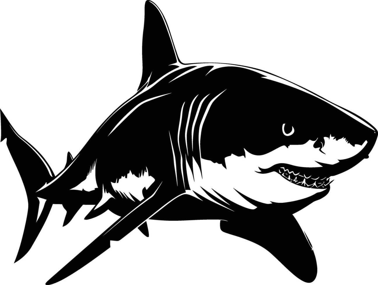ai genererad silhuett haj svart Färg endast vektor