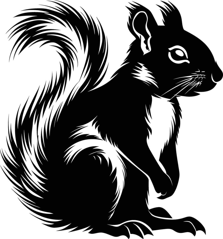 ai generiert Silhouette Eichhörnchen schwarz Farbe nur vektor