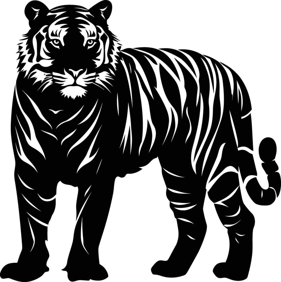 ai generiert Silhouette Tiger schwarz Farbe nur voll Körper vektor