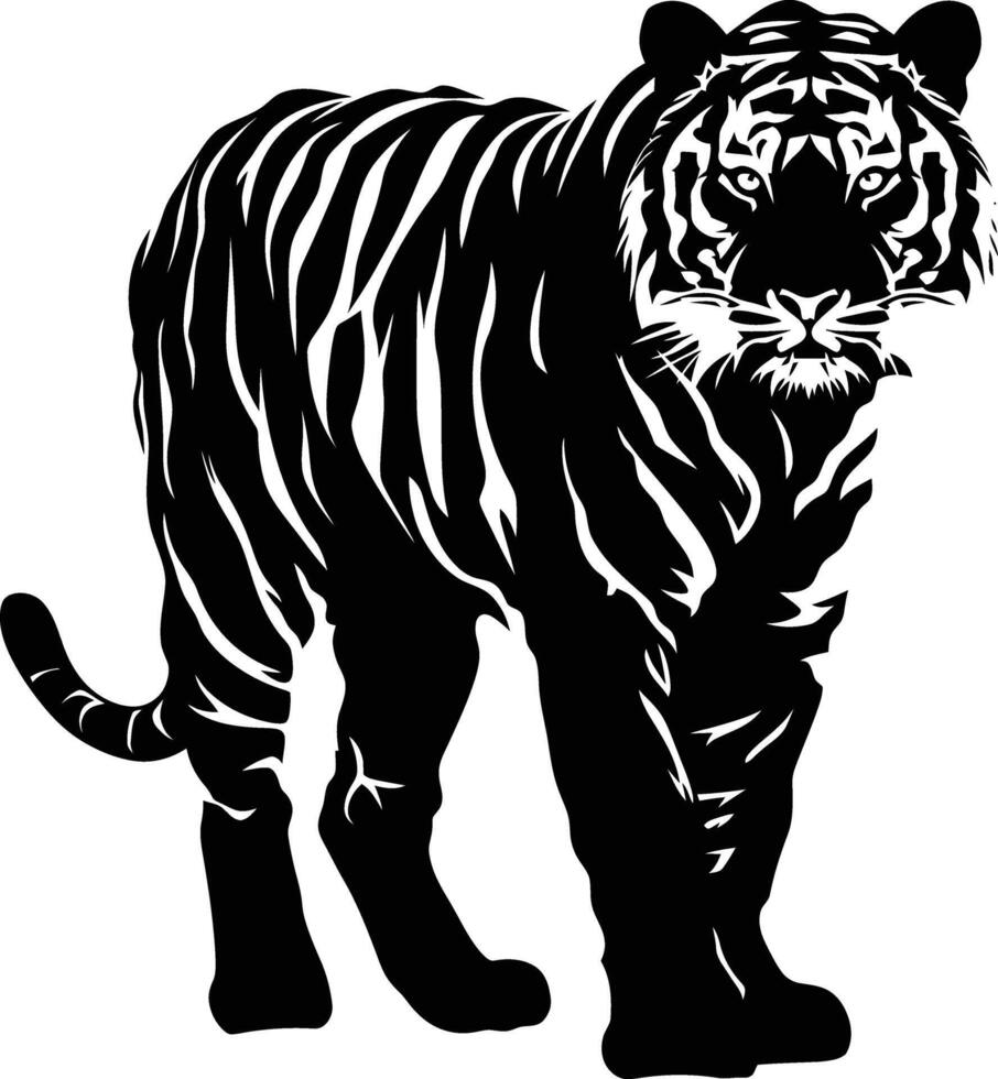 ai generiert Silhouette Tiger schwarz Farbe nur voll Körper vektor