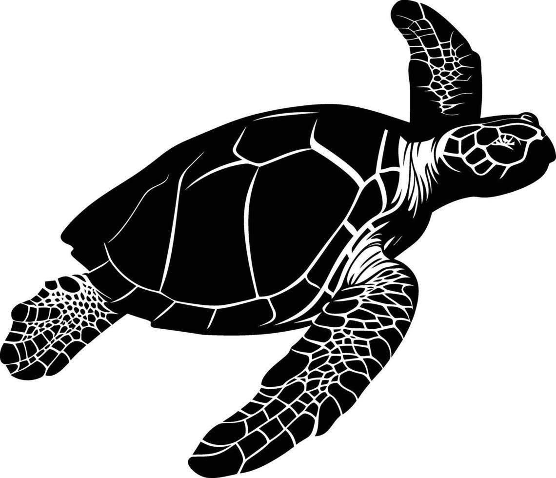 ai genererad silhuett sköldpadda full kropp svart Färg endast vektor