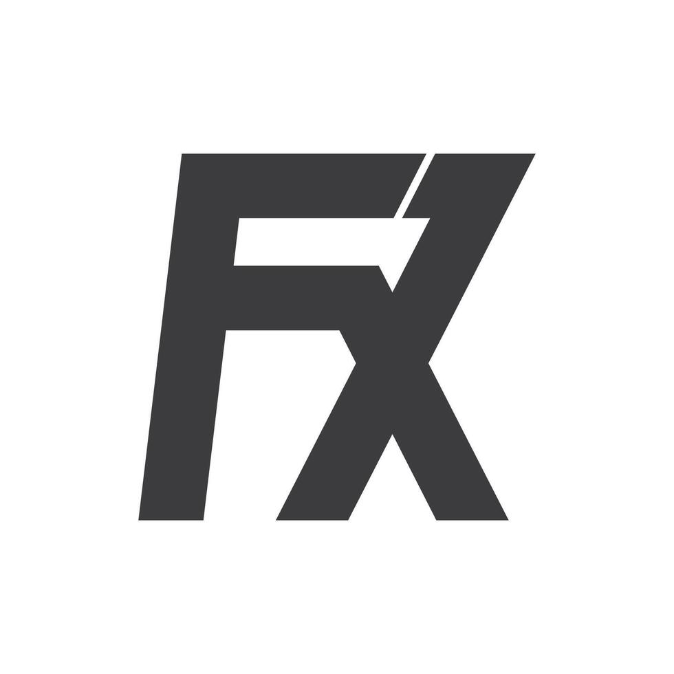 första brev fx logotyp eller xf logotyp vektor design mall
