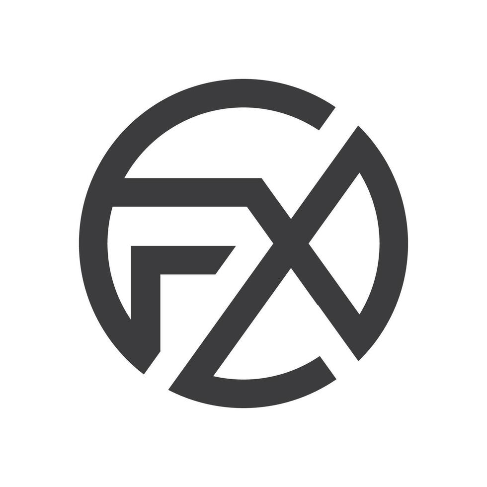 första brev fx logotyp eller xf logotyp vektor design mall