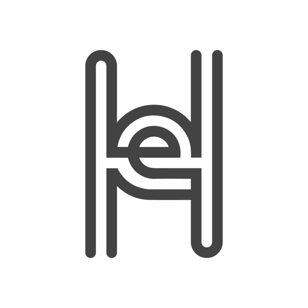 han, va, e och h abstrakt första monogram brev alfabet logotyp design vektor