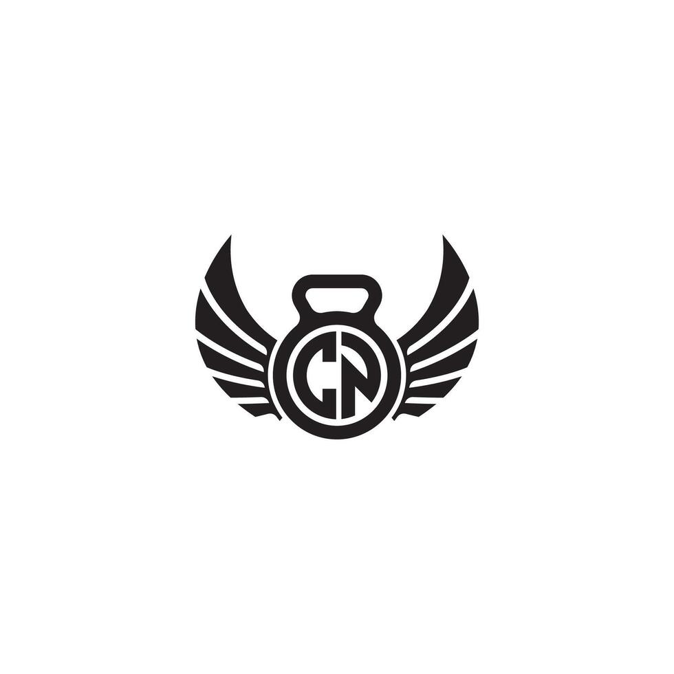 cn Fitness Fitnessstudio und Flügel Initiale Konzept mit hoch Qualität Logo Design vektor