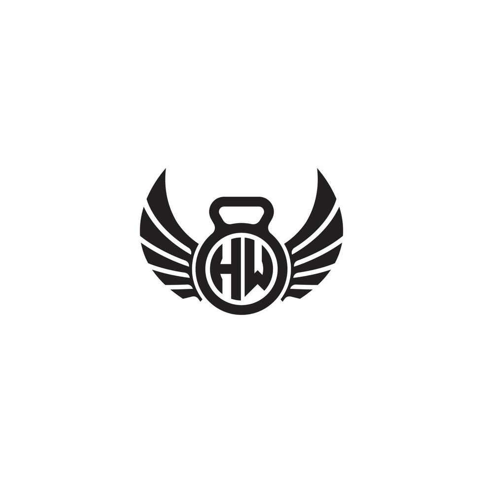 H w kondition Gym och vinge första begrepp med hög kvalitet logotyp design vektor