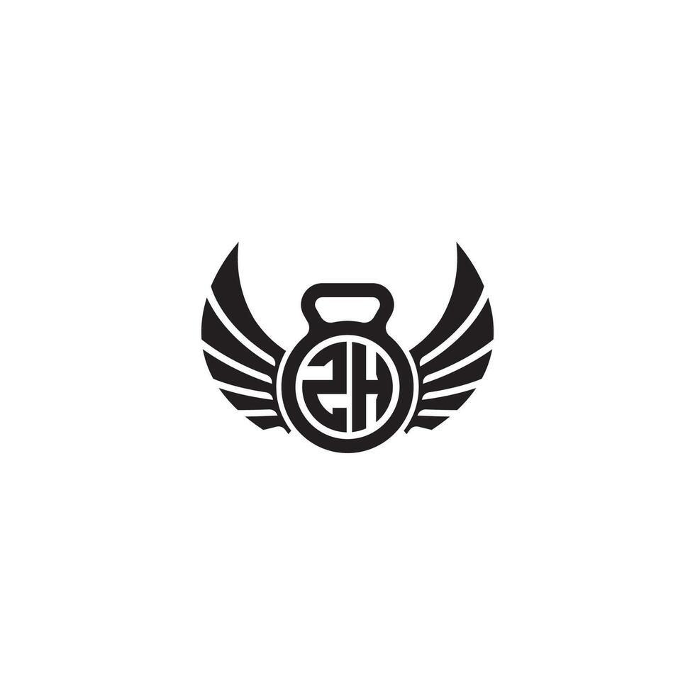Z H kondition Gym och vinge första begrepp med hög kvalitet logotyp design vektor