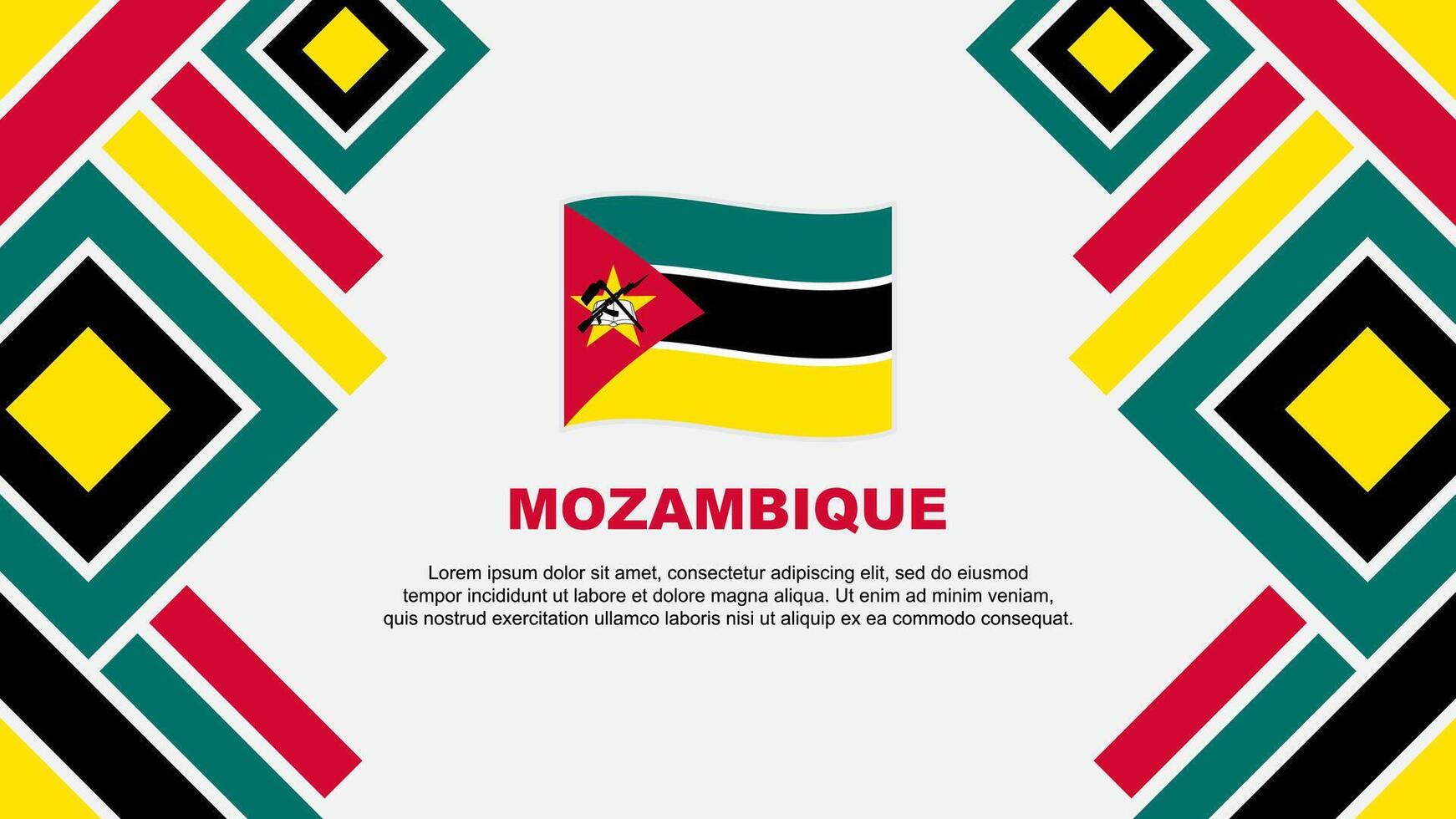 Mozambique Flagge abstrakt Hintergrund Design Vorlage. Mozambique Unabhängigkeit Tag Banner Hintergrund Vektor Illustration. Mozambique