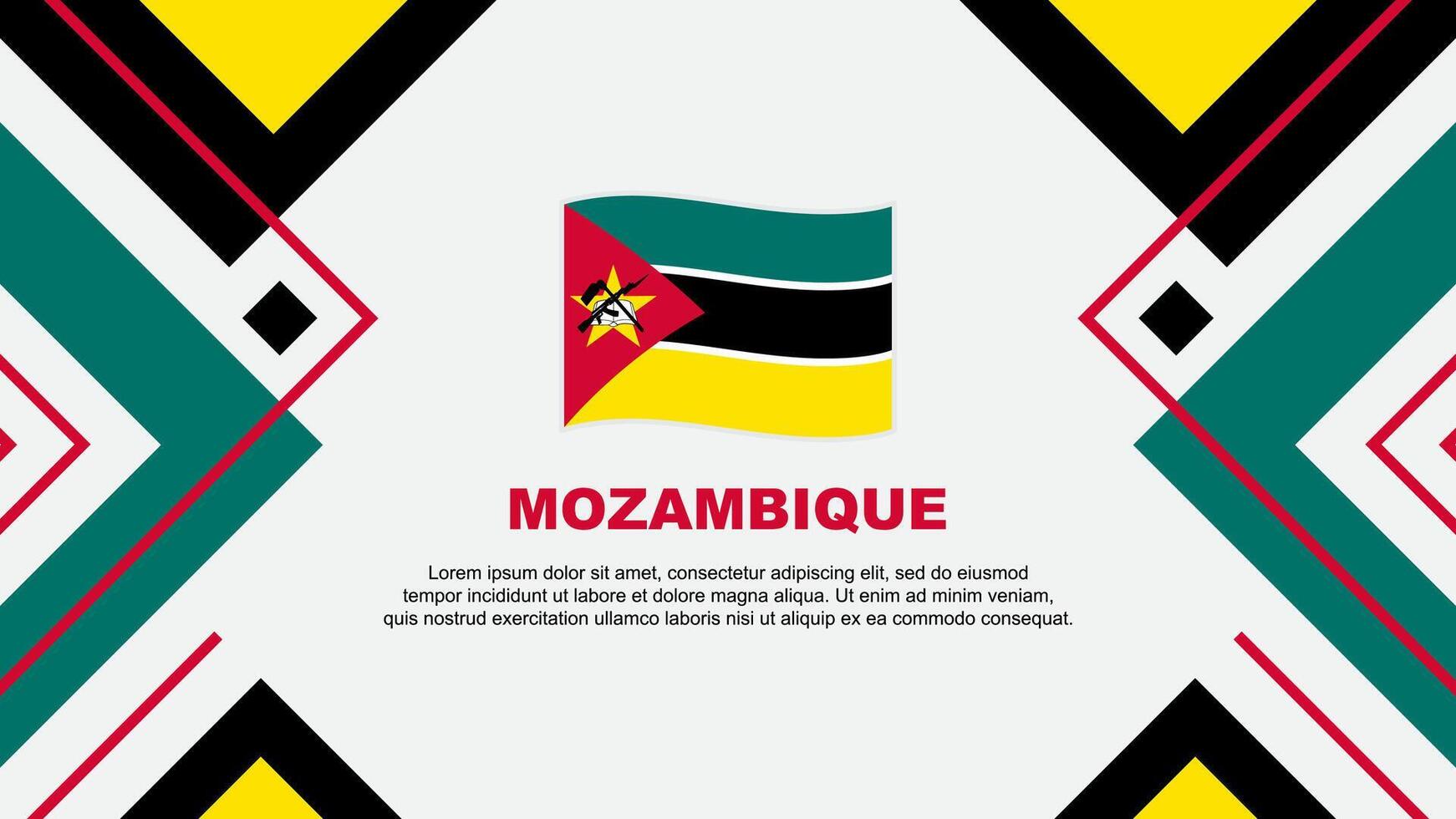 Mozambique Flagge abstrakt Hintergrund Design Vorlage. Mozambique Unabhängigkeit Tag Banner Hintergrund Vektor Illustration. Mozambique Illustration