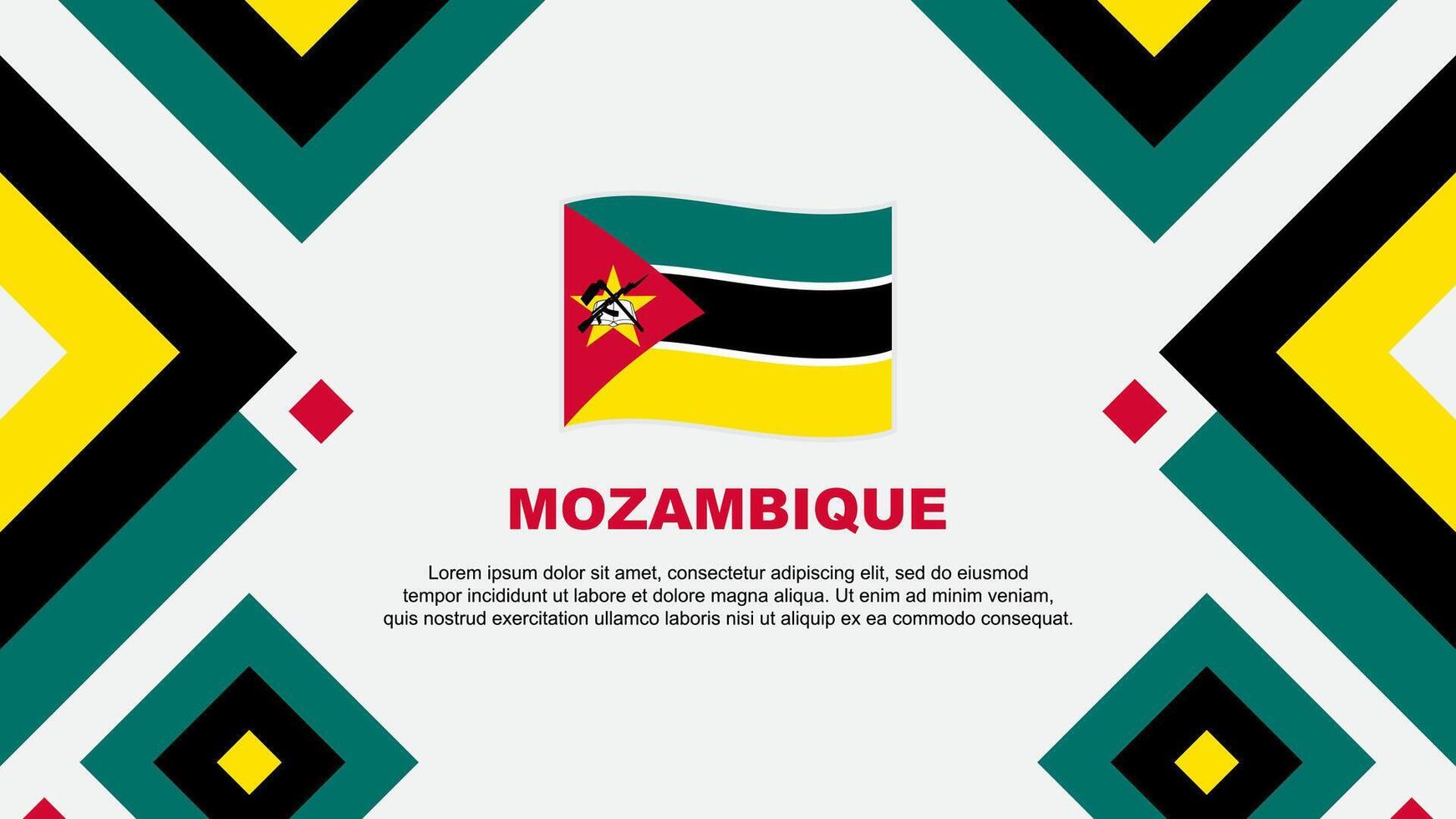 Mozambique Flagge abstrakt Hintergrund Design Vorlage. Mozambique Unabhängigkeit Tag Banner Hintergrund Vektor Illustration. Mozambique Vorlage