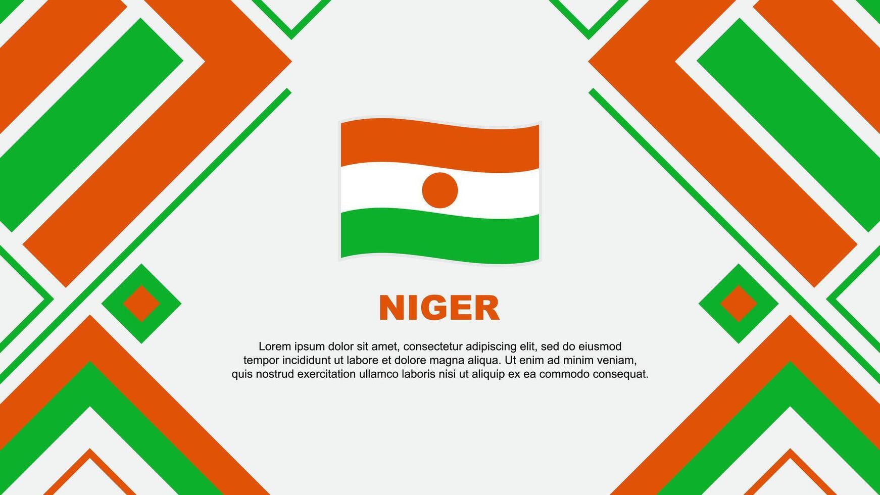 Niger Flagge abstrakt Hintergrund Design Vorlage. Niger Unabhängigkeit Tag Banner Hintergrund Vektor Illustration. Niger Flagge