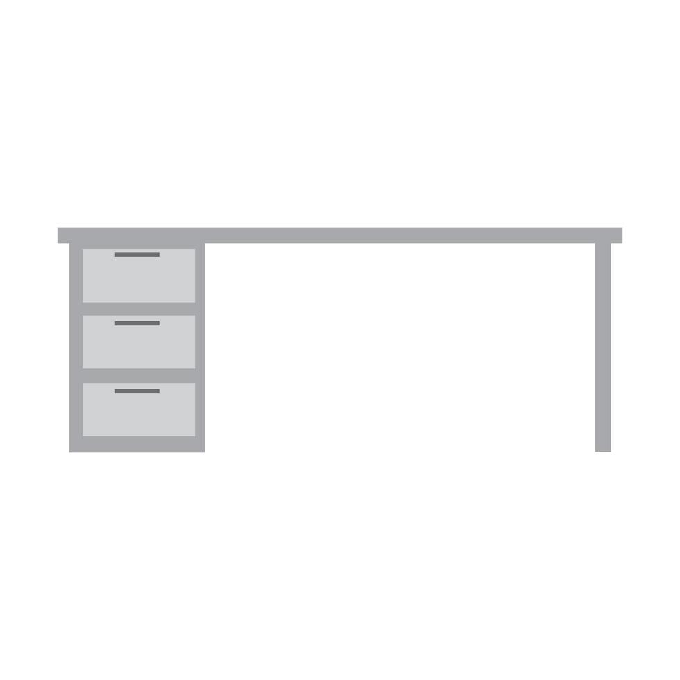 kontor skrivbord med lådor möbler tecknad platt isolerad stil vektor