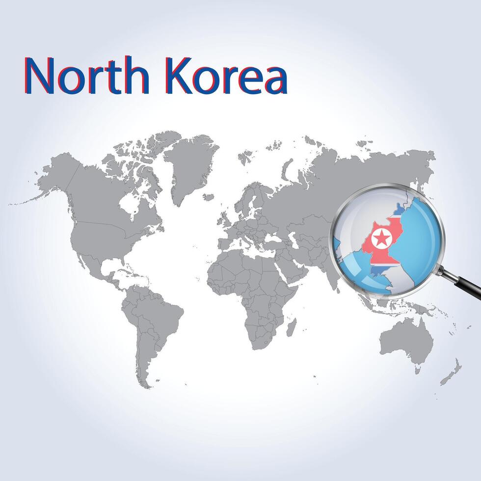 förstorade Karta norr korea med de flagga av norr korea utvidgning av Kartor, vektor konst