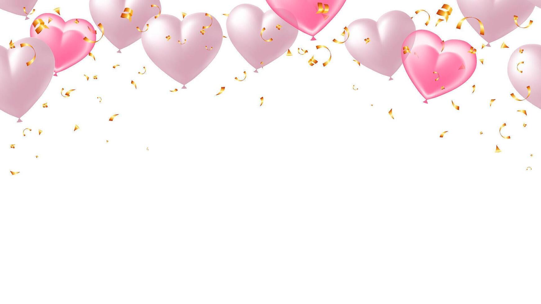 Banner realistisch Herz Luftballons Valentinstag isoliert Element Vektor Illustration zum Urlaub Party, Feier