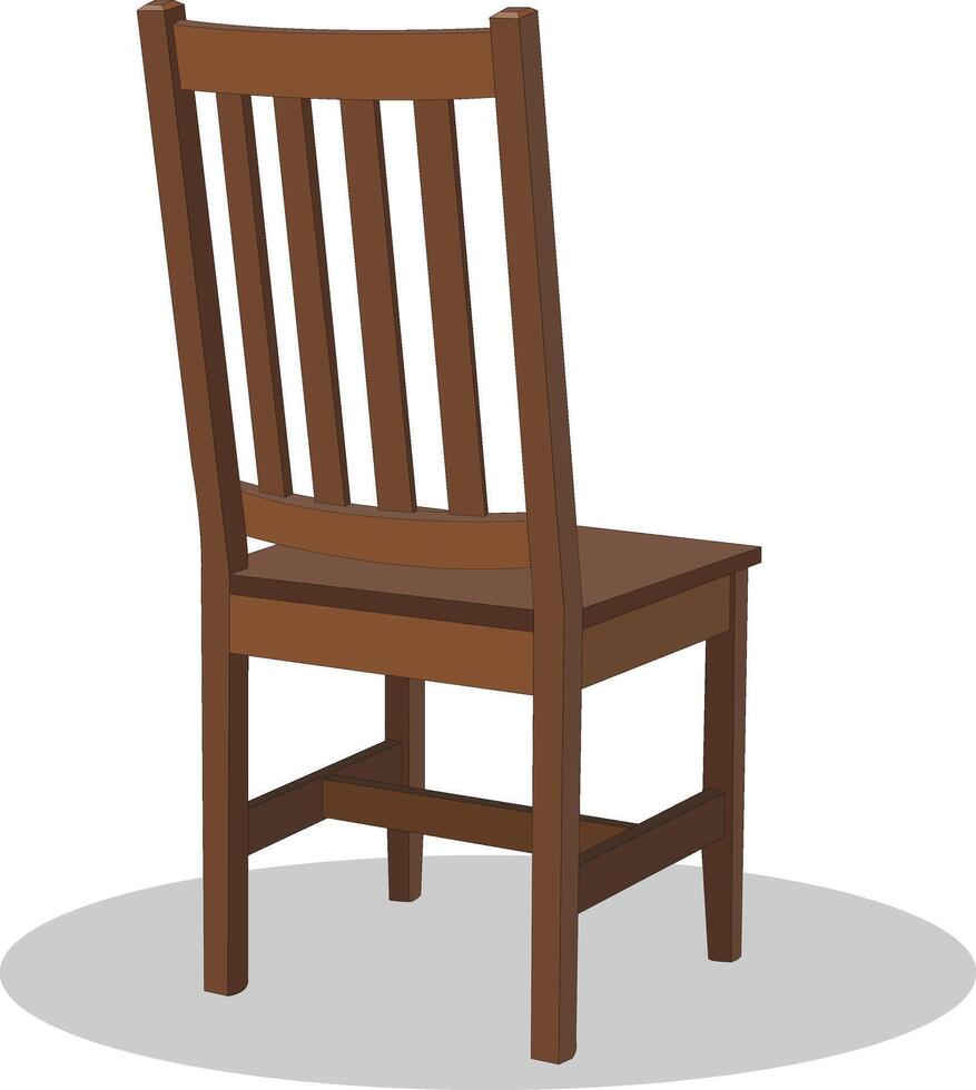 zurück Seite hölzern Stuhl isoliert auf Weiß Hintergrund realistisch Vektor Illustration