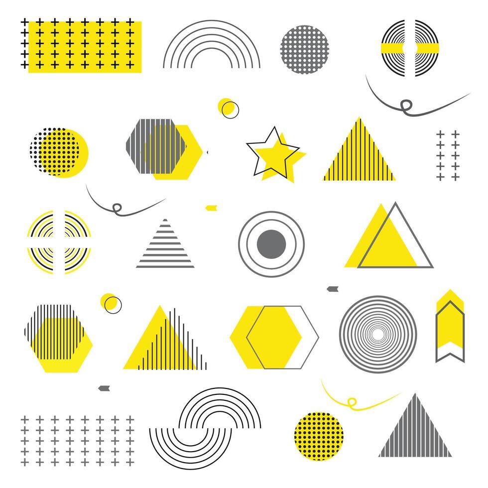 modern Vektor geometrisch Formen auf ein Weiß Hintergrund Memphis geometrisch Formen