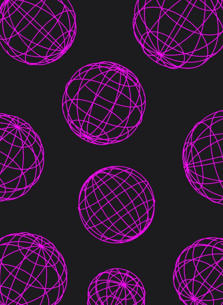 geometri trådmodell former och nät i neon rosa Färg. 3d hjärtan, abstrakt bakgrunder, mönster, cyberpunk element i trendig psychedelic rave stil. 00-talet y2k retro trogen estetisk vektor