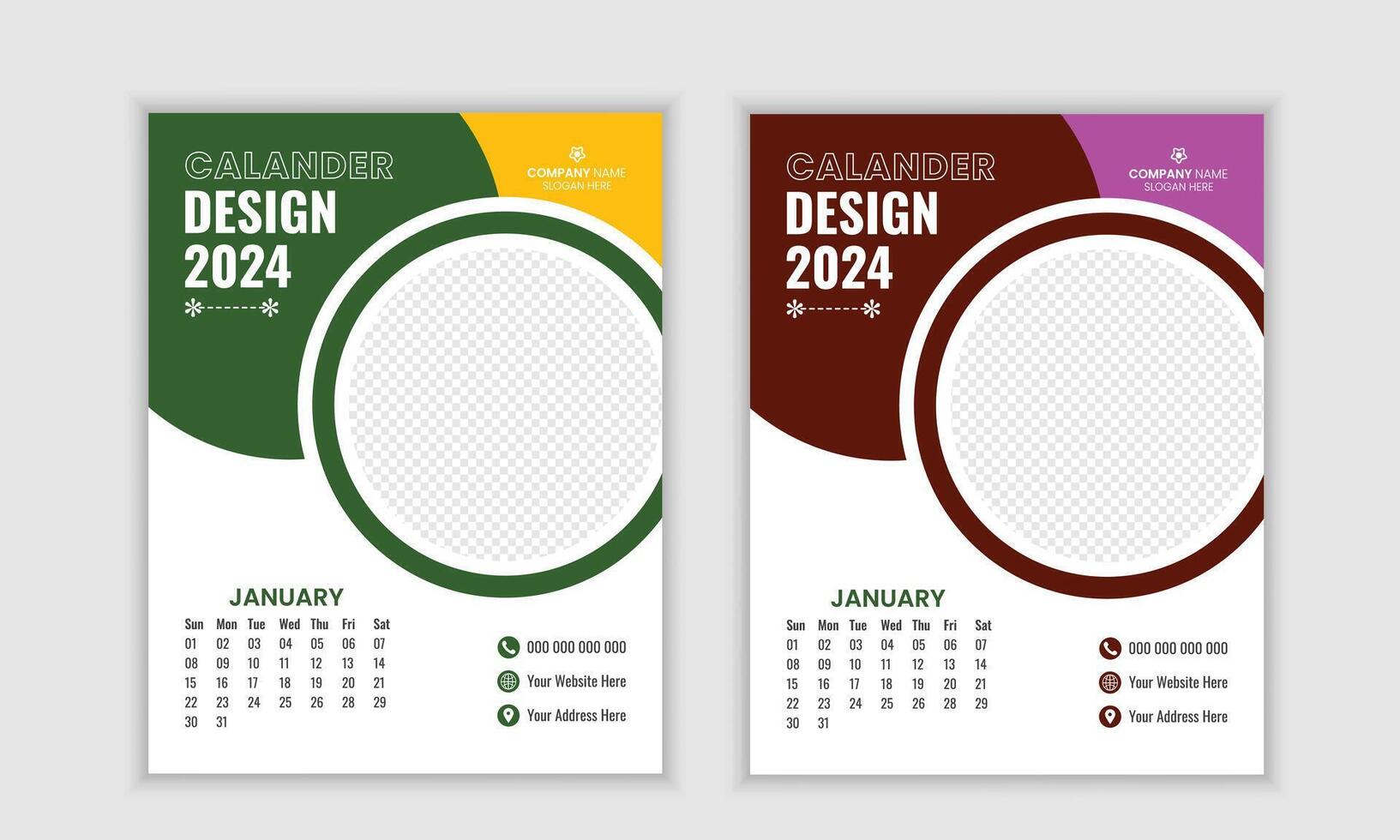 kreativ modern glücklich Neu Jahr 2024 Kalander Design vektor