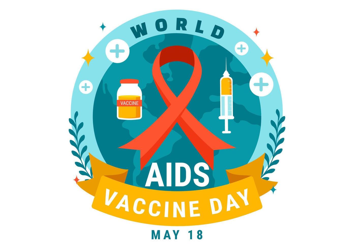 Welt AIDS Impfstoff Tag Vektor Illustration auf 18 kann mit Injektion zu Verhütung und Bewusstsein Gesundheit Pflege im eben Karikatur Hintergrund Design