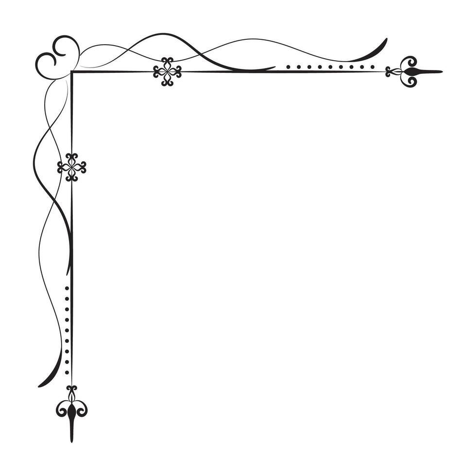 dünn Linie Jahrgang Ecke. mittelalterlich Zeitraum von das viktorianisch Dynastie. schick schwarz Monogramm Rahmen Design Element abstrakt Symbol Sammlung Blume einfach Symbol vektor