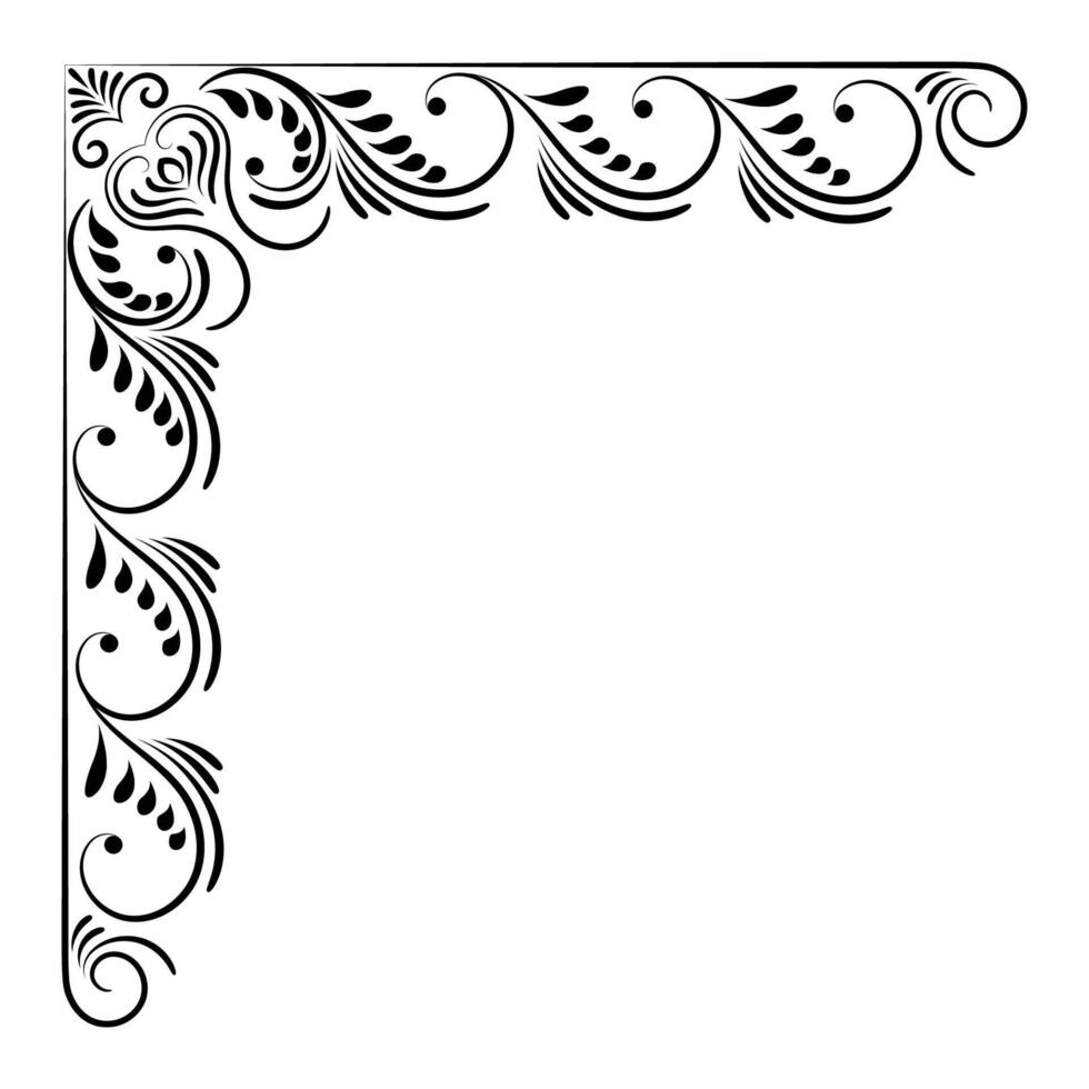 tunn linje årgång hörn. medeltida period av de victorian dynasti. fint svart monogram ram design element abstrakt ikon samling blomma enkel symbol vektor