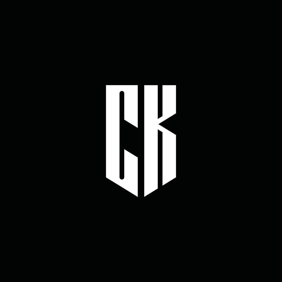 ck logo monogram med emblem stil isolerad på svart bakgrund vektor