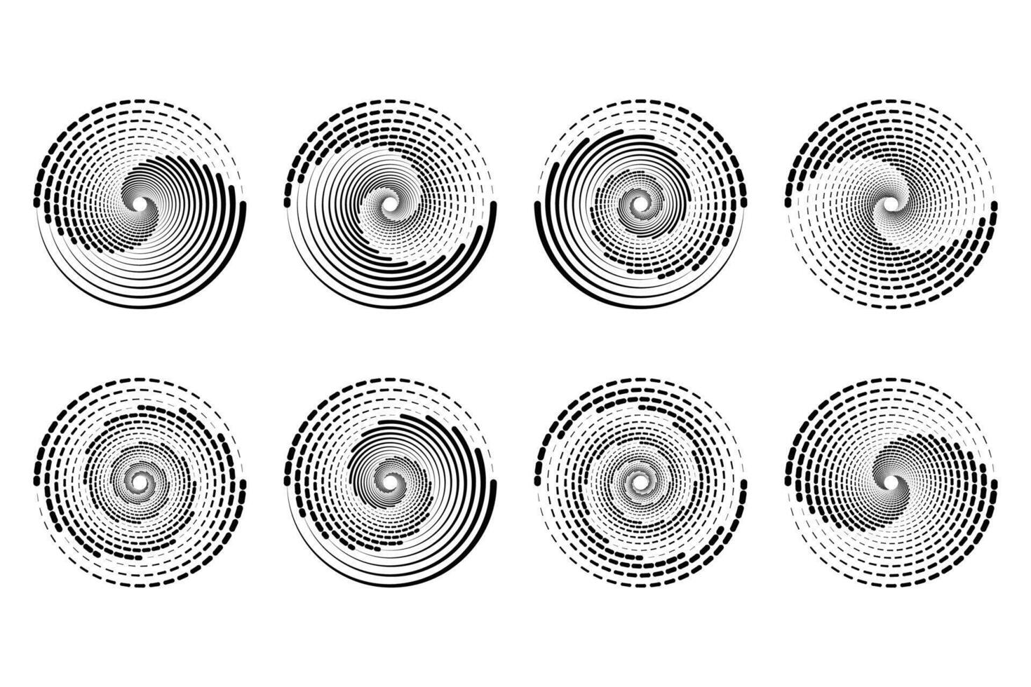 koncentrisk slumpmässig cirklar med dynamisk rader. virvel cirkulär virvla runt. vektor