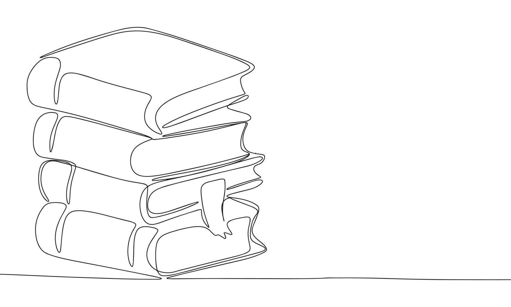 einer Linie kontinuierlich Stapel von Bücher. Linie Kunst Bücher isoliert auf Weiß Hintergrund. Hand gezeichnet Vektor Kunst.