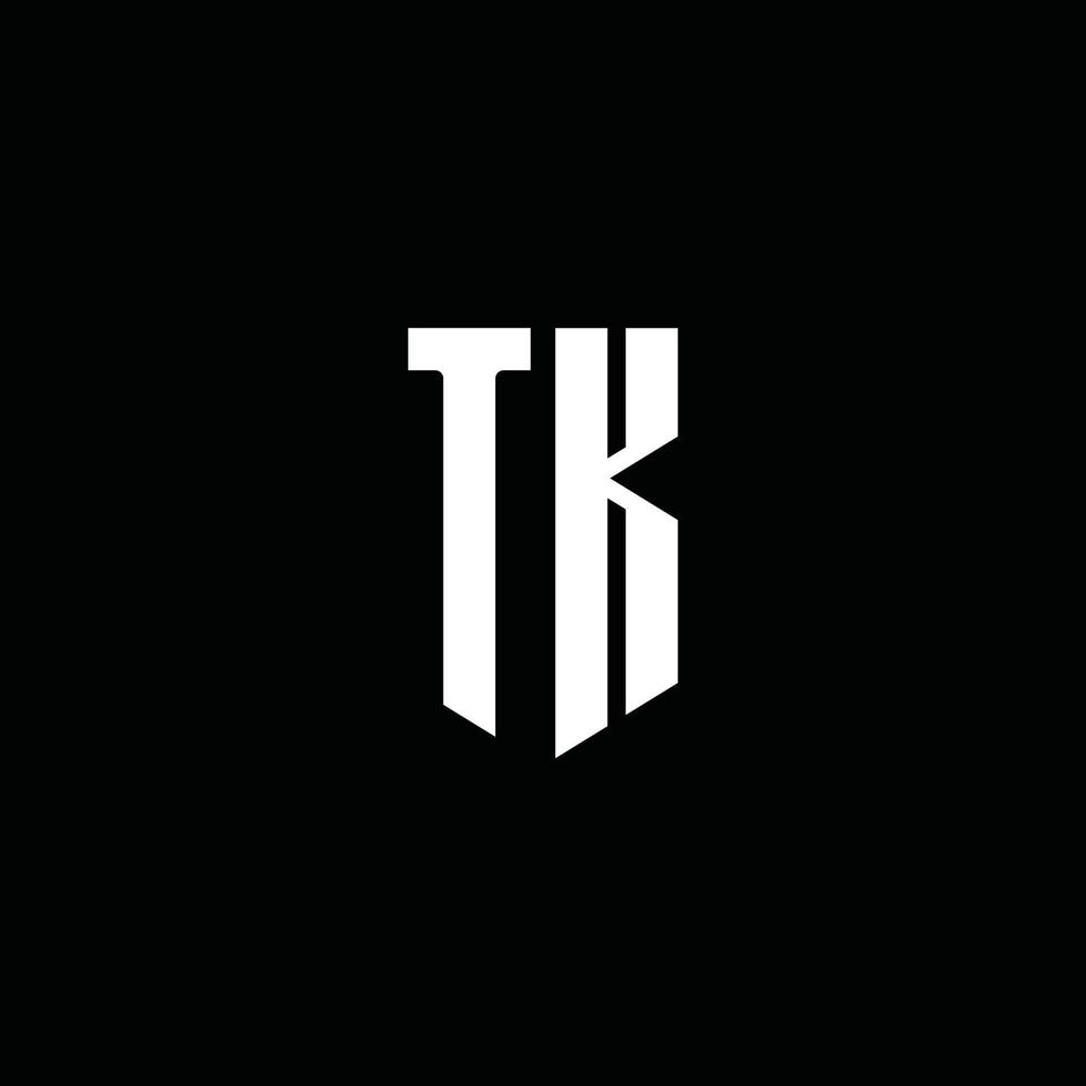 tk-Logo-Monogramm mit Emblem-Stil auf schwarzem Hintergrund isoliert vektor