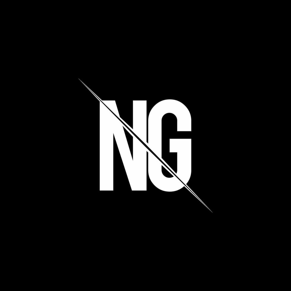ng -logotypmonogram med formmall för snedstreck vektor