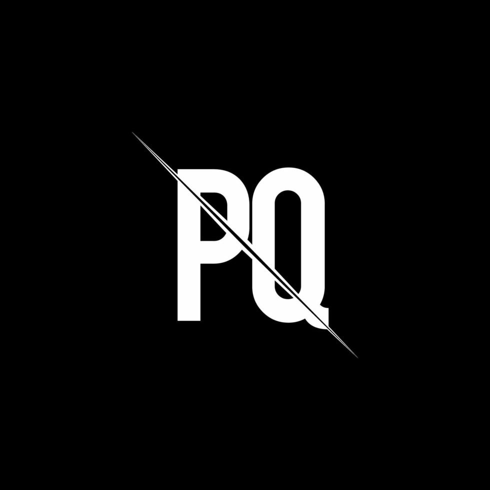 pq -logotypmonogram med snedstreckad designmall vektor