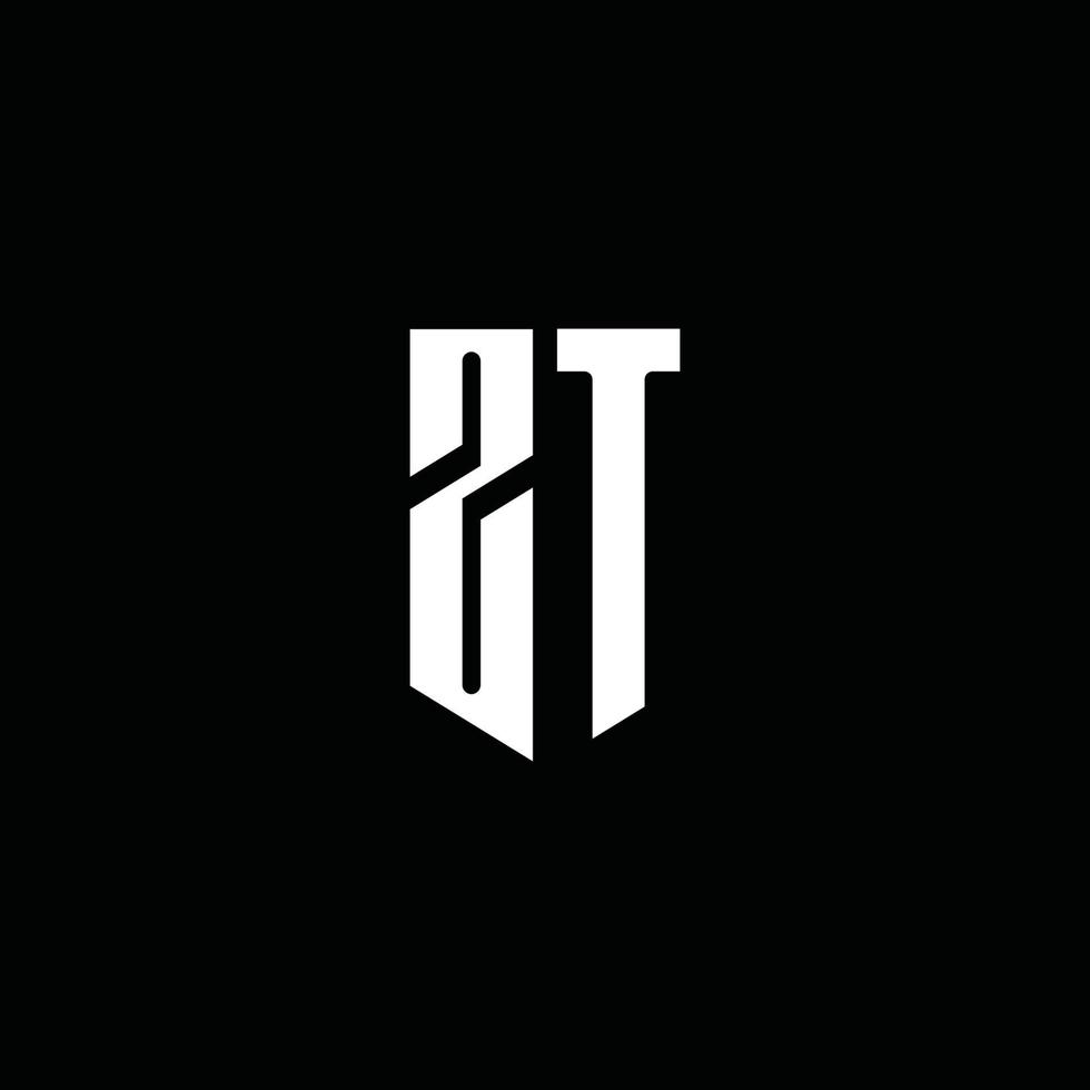 zt-Logo-Monogramm mit Emblem-Stil auf schwarzem Hintergrund isoliert vektor