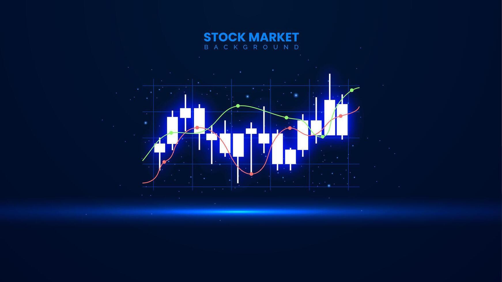 Handel Illustration mit glühend Leuchter. futuristisch Lager Markt Diagramm. finanziell Wachstum Grafik vektor