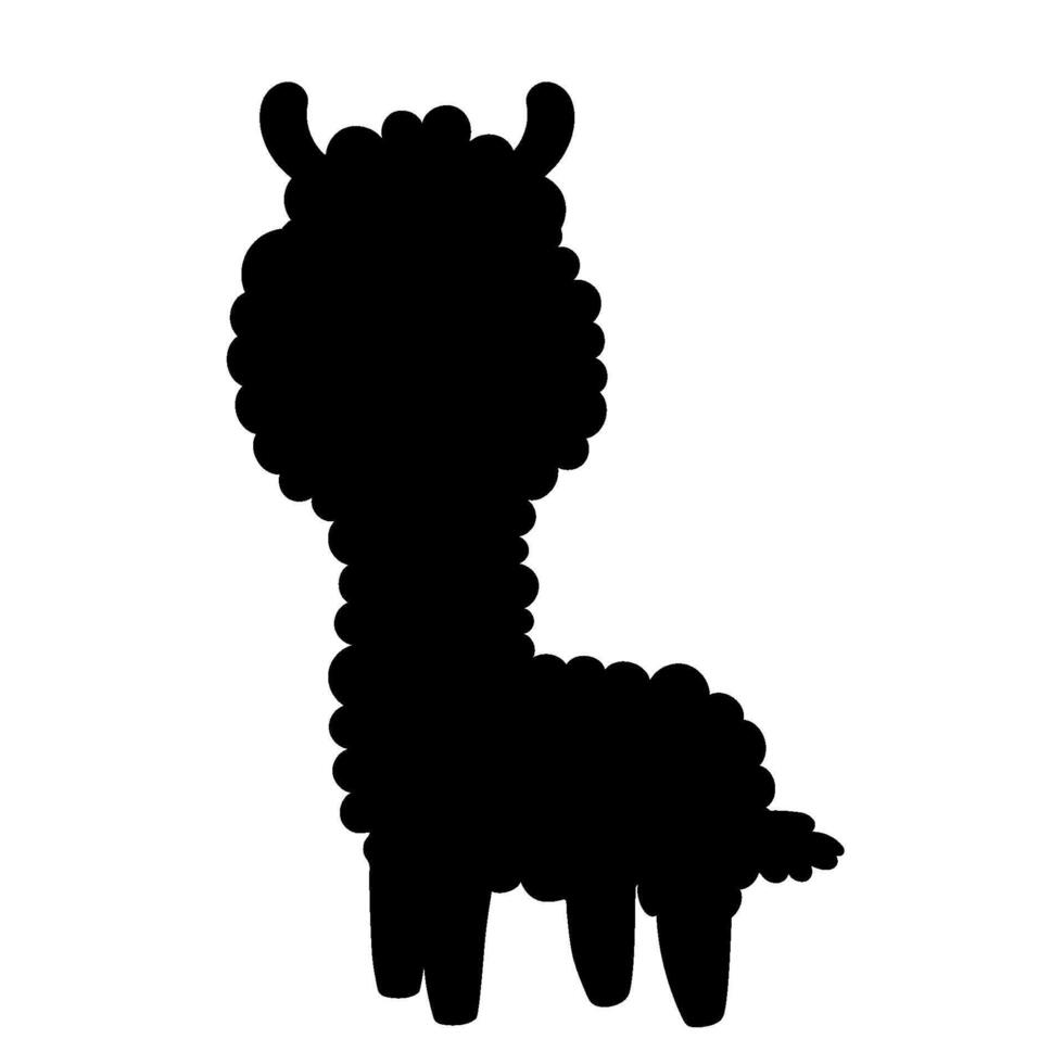 Lama Silhouette. Alpaka Tier schwarz Hand gezeichnet. Vektor Illustration.