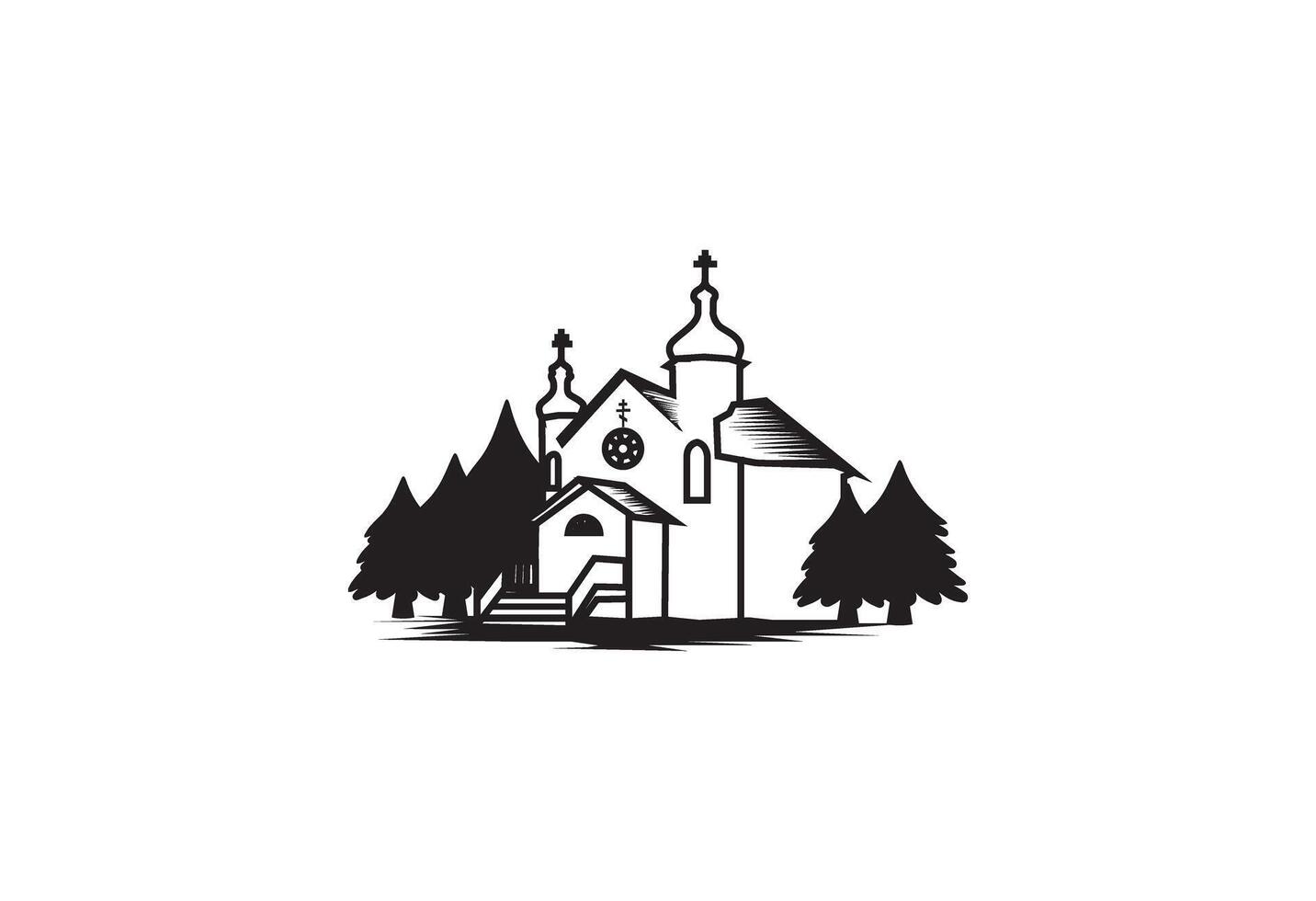 skiss stil kyrka vektor logotyp