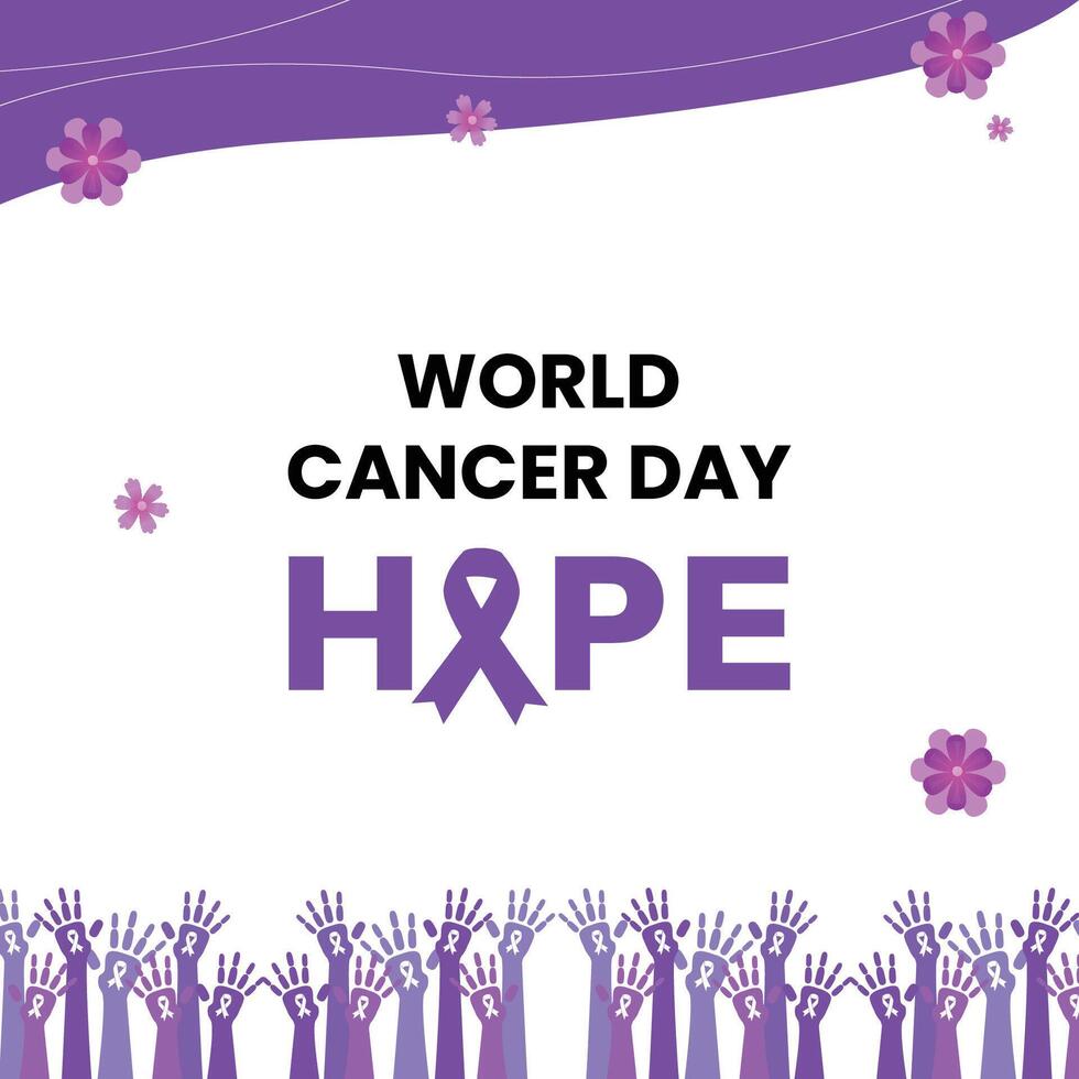 värld cancer dag hoppas vektor bakgrund, social media posta