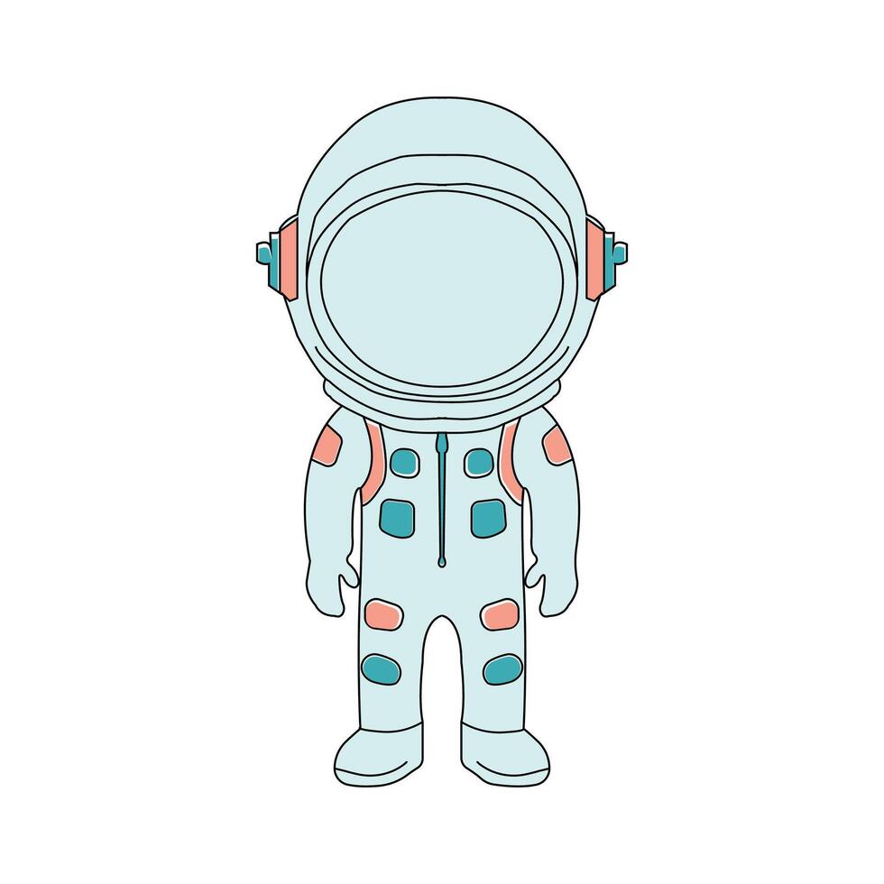 süß Astronaut Gliederung Vektor isoliert auf Weiß Hintergrund. Vektor Illustration.