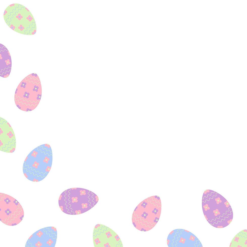 abstrakt hörn ram av målad påsk ägg i trendig mjuk nyanser. påsk hälsningar design begrepp vektor