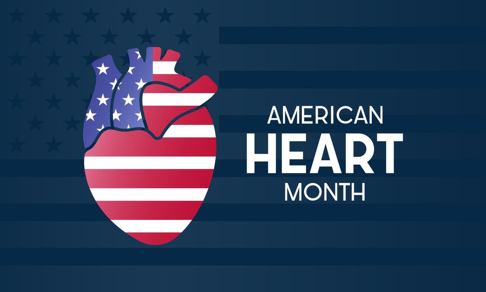 amerikanisch Herz Monat ist beobachtete jeder Jahr im Februar. Februar ist amerikanisch Herz Monat. Vektor Vorlage zum Banner, Karte, Poster mit Hintergrund. Vektor Illustration.