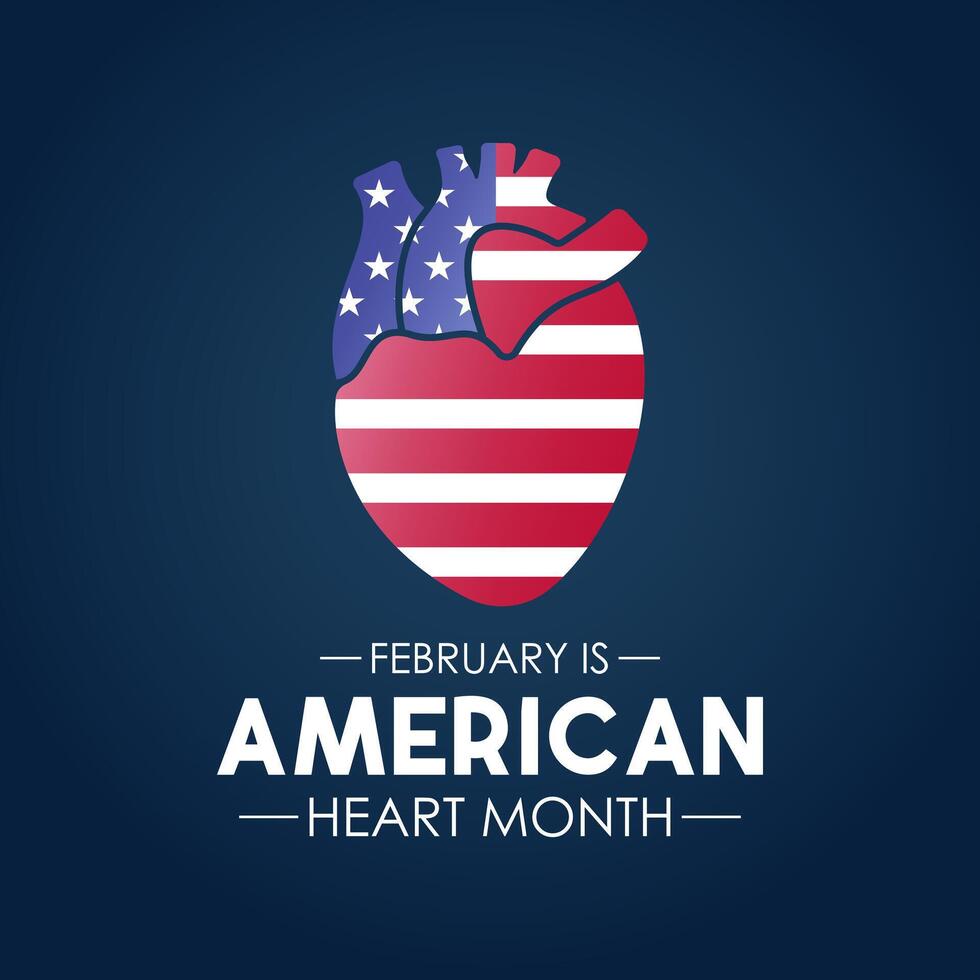 amerikanisch Herz Monat ist beobachtete jeder Jahr im Februar. Februar ist amerikanisch Herz Monat. Vektor Vorlage zum Banner, Karte, Poster mit Hintergrund. Vektor Illustration.