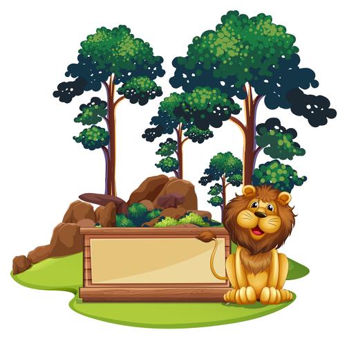 Zeichenschablone mit wildem Löwe im Wald vektor
