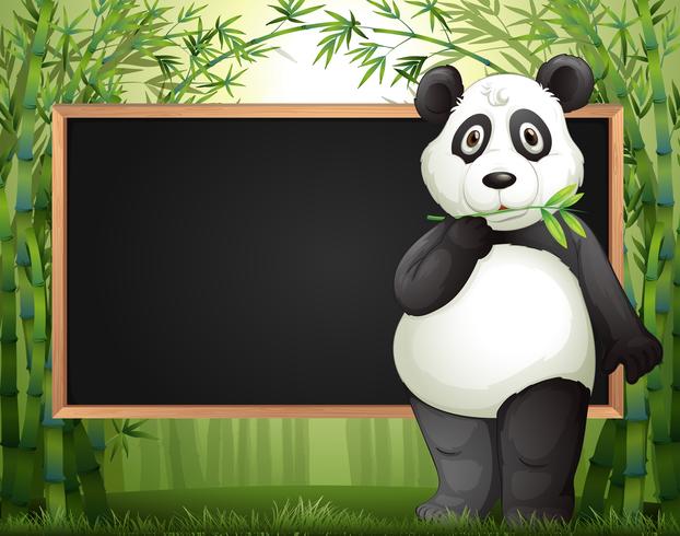 Gränsmall med panda och bambu vektor
