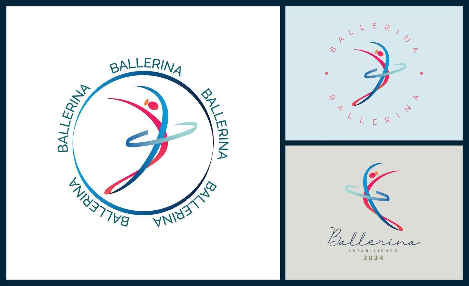 ballerina dansa i balett rörelse skönhet dansa linje stil logotyp mall design vektor