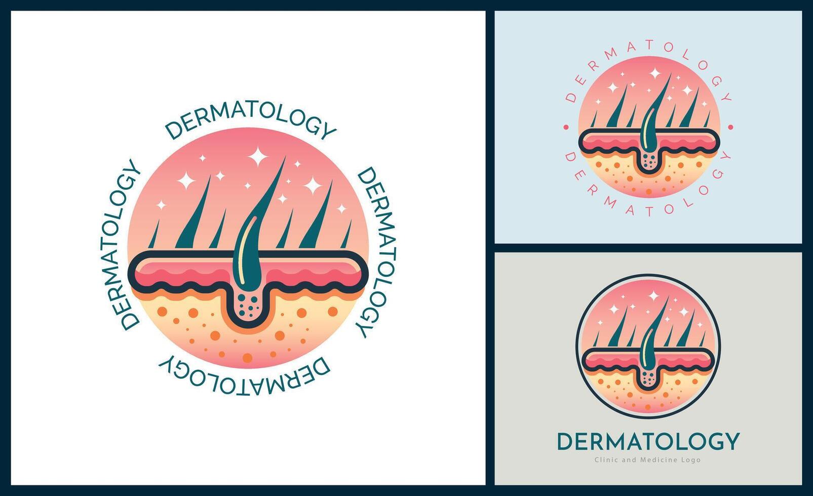 dermatologi hud vård klinik och medicin logotyp mall design för varumärke eller företag och Övrig vektor