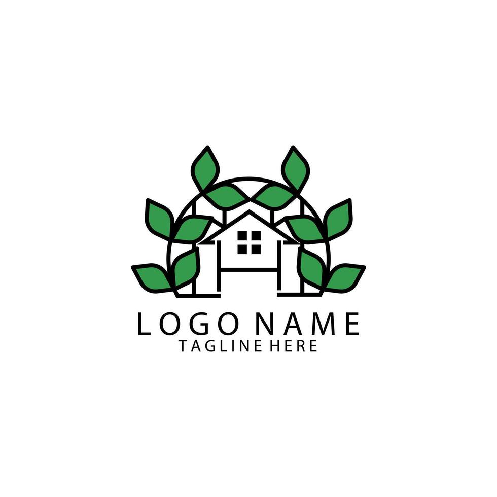 minimalistisch Grün Haus Symbol Logo Design Vektor