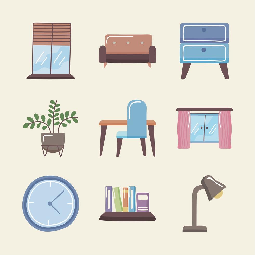 Home-Räume-Icon-Set vektor